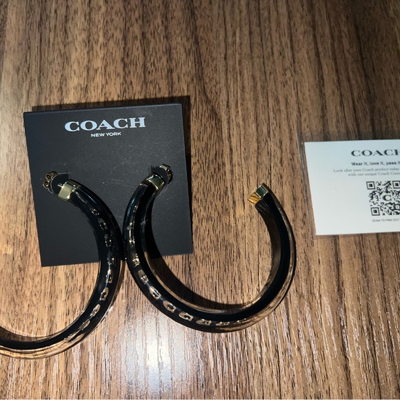 NWT COACH LARGE HOOP LUCIDE EARRINGS 3IN - Picture 6 of 6